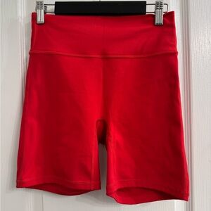 Fabletics 6” Red Bike Shorts High-Waisted Performance